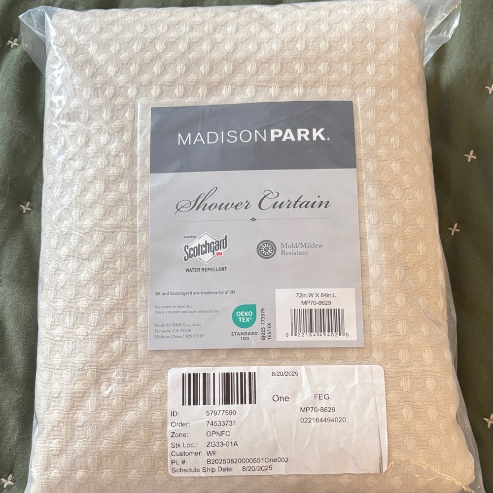 Madison Park Beige Shower Curtain